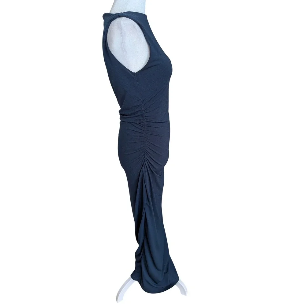 Abercrombie & Fitch‎ Ruched Sleeveless Column Maxi Dress Navy Blue Small